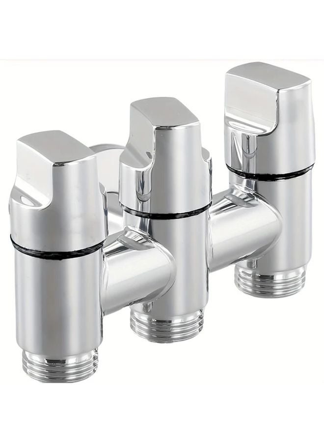Wall Mounted 3 Way Diversion Valve 304 Stainless Steel Silvery 1 Inlet 3 Outlets - Image 1