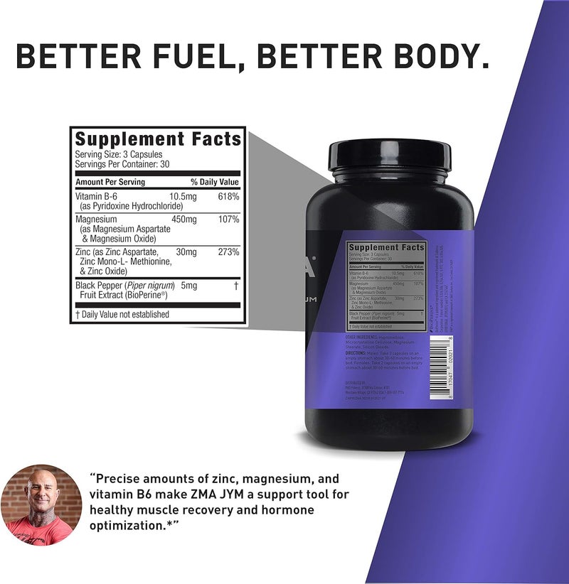 JYM Supplement Science ZMA JYM Zinc  Magnesium Supplement  Zinc Magnesium and Vitamin B6 YM Supplement Science 90 Vegetarian Capsules - Image 2