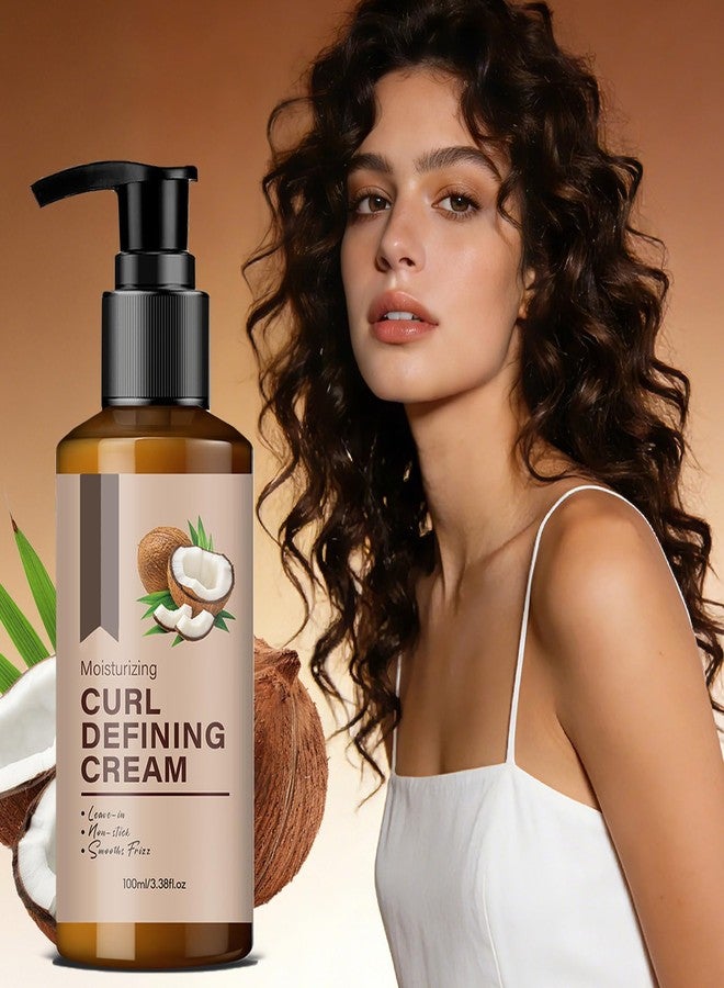 Grospe Coconut Curl Defining Cream,Anti Frizz Curling Cream for Enhances Wavy Hair & Curly Hair,Moisturizing Leave-In Conditioner for Soft,Non-Sticky Curls,Long-Lasting Styling Curl Cream - Image 2