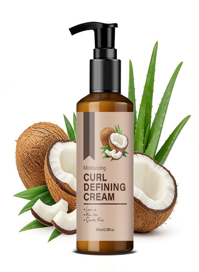 Grospe Coconut Curl Defining Cream,Anti Frizz Curling Cream for Enhances Wavy Hair & Curly Hair,Moisturizing Leave-In Conditioner for Soft,Non-Sticky Curls,Long-Lasting Styling Curl Cream - Image 1