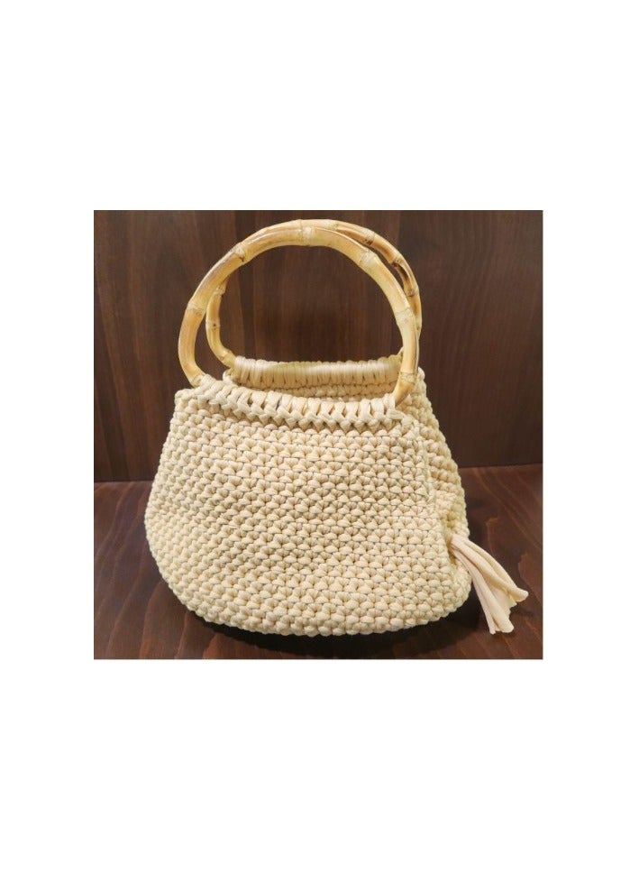 Beige Bamboo Loop Crochet Tote