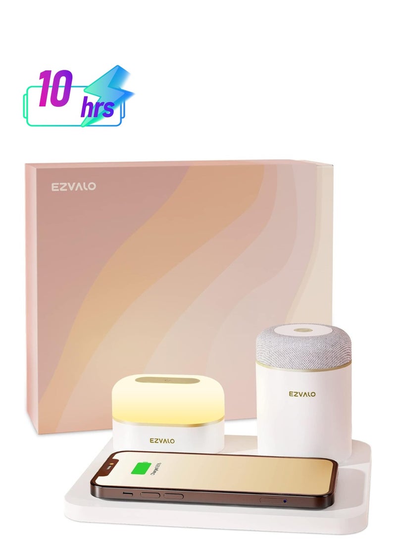 EZVALO 3 in 1 Charger Station with LED Night Light Portable Bluetooth Speaker Wireless Charging Station - Image 1