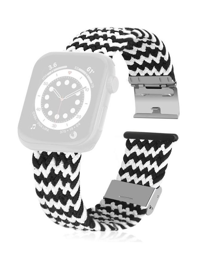 NIBEMINENT Replacement Strap For Apple Watch Series Horizontal Black/White - Image 1