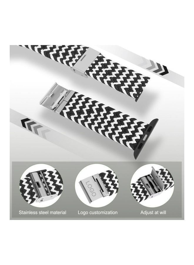 NIBEMINENT Replacement Strap For Apple Watch Series Horizontal Black/White - Image 3