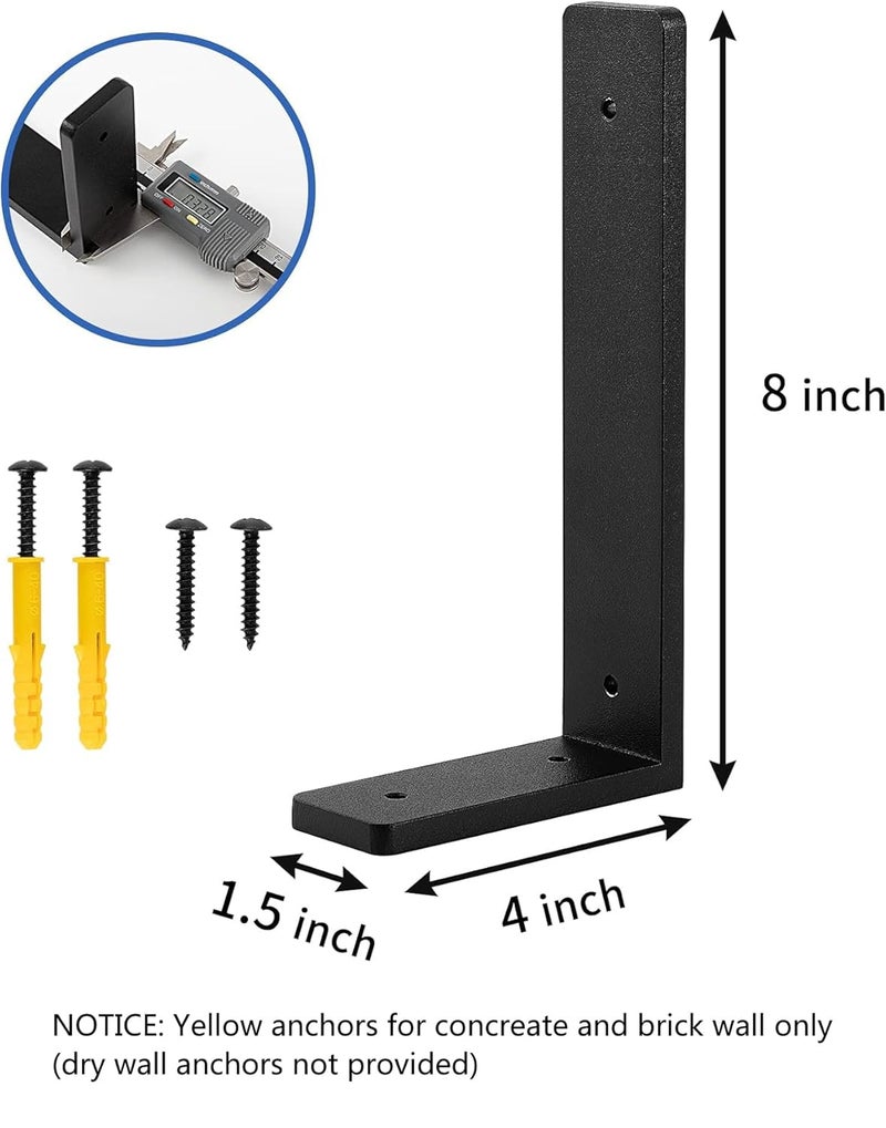 Picesa 8"x 4"Shelf Brackets,L Shelf Brackets, die-cast Formation, Vertical Angle, Premium Alloy Metal Heavy Duty Shelf Bracket, high Strength Mounting Hardware Included, Corner Brace Joint,Pack of 4. - Image 2