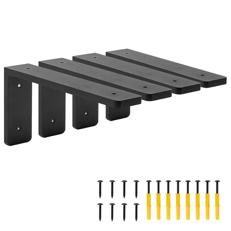 Picesa 8"x 4"Shelf Brackets,L Shelf Brackets, die-cast Formation, Vertical Angle, Premium Alloy Metal Heavy Duty Shelf Bracket, high Strength Mounting Hardware Included, Corner Brace Joint,Pack of 4. - Image 1