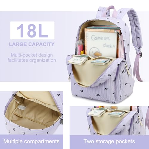 LEDAOU Backpack for Girls School Bag Kids Bookbag Teen Backpack Set Daypack with Lunch Bag and Pencil Case - Image 5