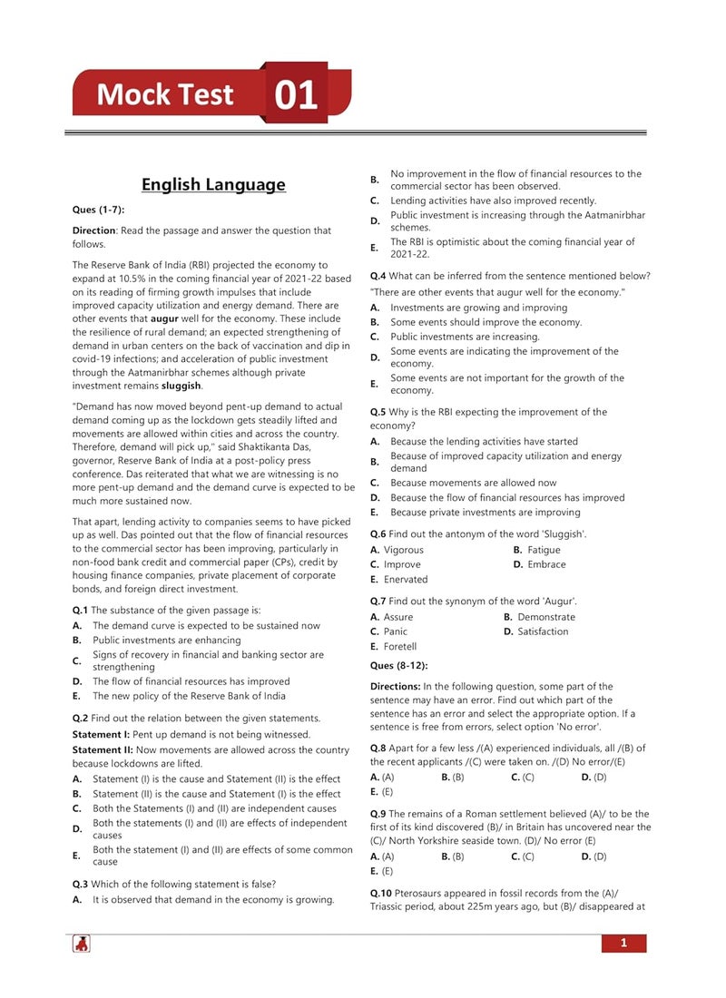 SBI PO Prelims Exam 2024 : Probationary Officer (English Edition) - 6 Full Length Mock Tests, 3 Previous Year Papers and 6 Sectional Tests with Free Access to Online Tests  - Image 5