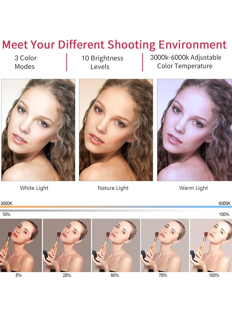 إضاءة دائرية LED مقاس 21 بوصة من  مع حامل ثلاثي قابل للتعديل، تحكم عن بعد ومنافذ شحن USB - Image 2