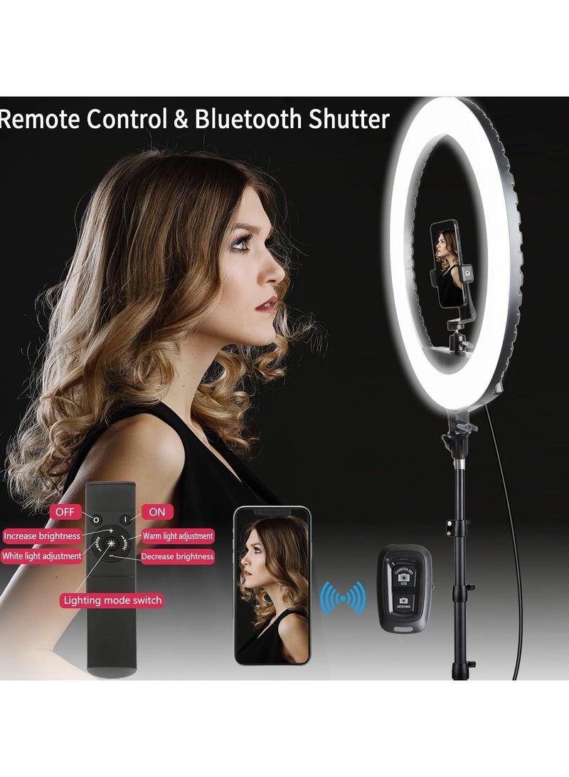 إضاءة دائرية LED مقاس 21 بوصة من  مع حامل ثلاثي قابل للتعديل، تحكم عن بعد ومنافذ شحن USB - Image 4