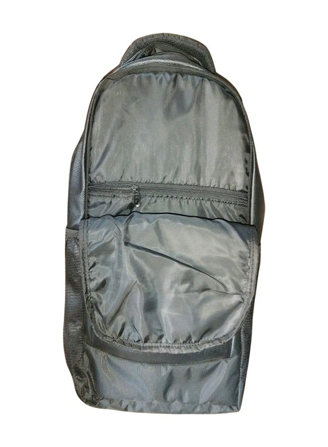 Laptop Backpack, Black Leather-Look, Multiple Compartments - Image 2
