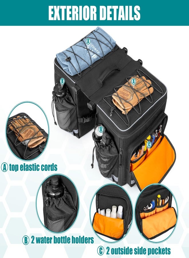 Marscamd 50L Bike Panniers with a Rain Cover, Bike Saddle Bag with Expandable Compartment and Multiple Pockets, Black - Image 3