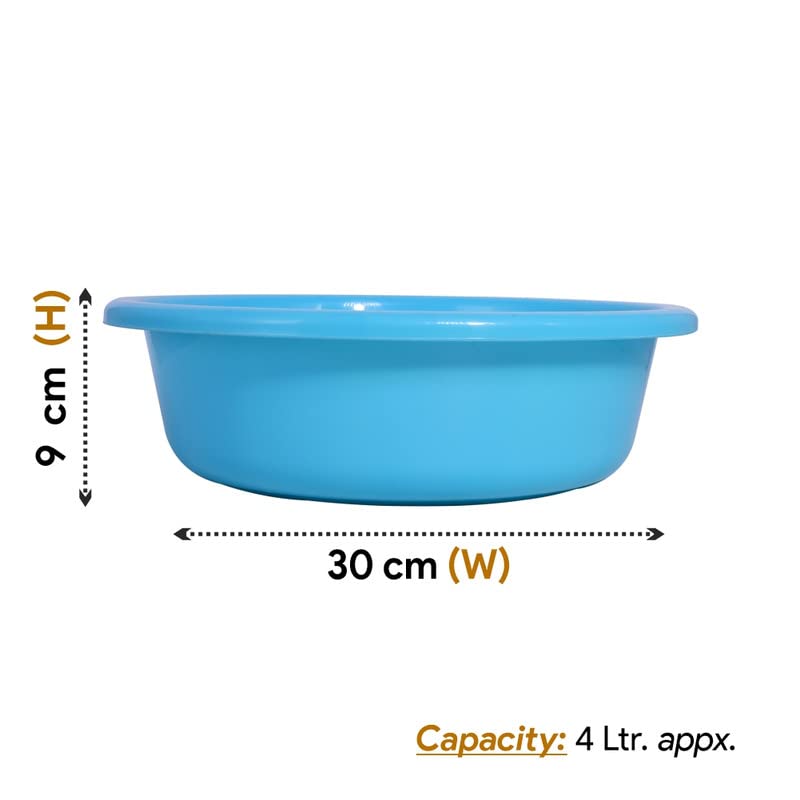 Wonder Plastic Bowl 6 Dough Kneading Multipurpose Bowl, 2 Pc, 4 LTR, Cyan Color - Image 2