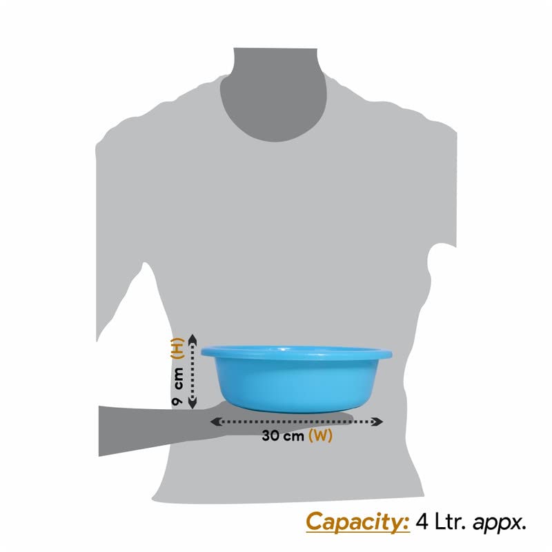 Wonder Plastic Bowl 6 Dough Kneading Multipurpose Bowl, 2 Pc, 4 LTR, Cyan Color - Image 3