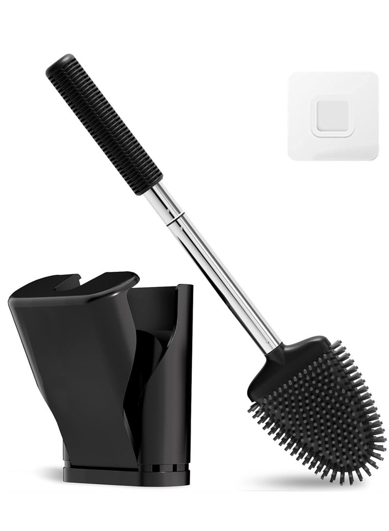 KASTWAVE Silicone Toilet Brush and Holder Set Automatic Toilet Bowl Brushes with Ventilation Slots Base for Bathroom Storage and Organization Compact Size Cleaning Supplies Toilet Cleaner Brush  - Image 1