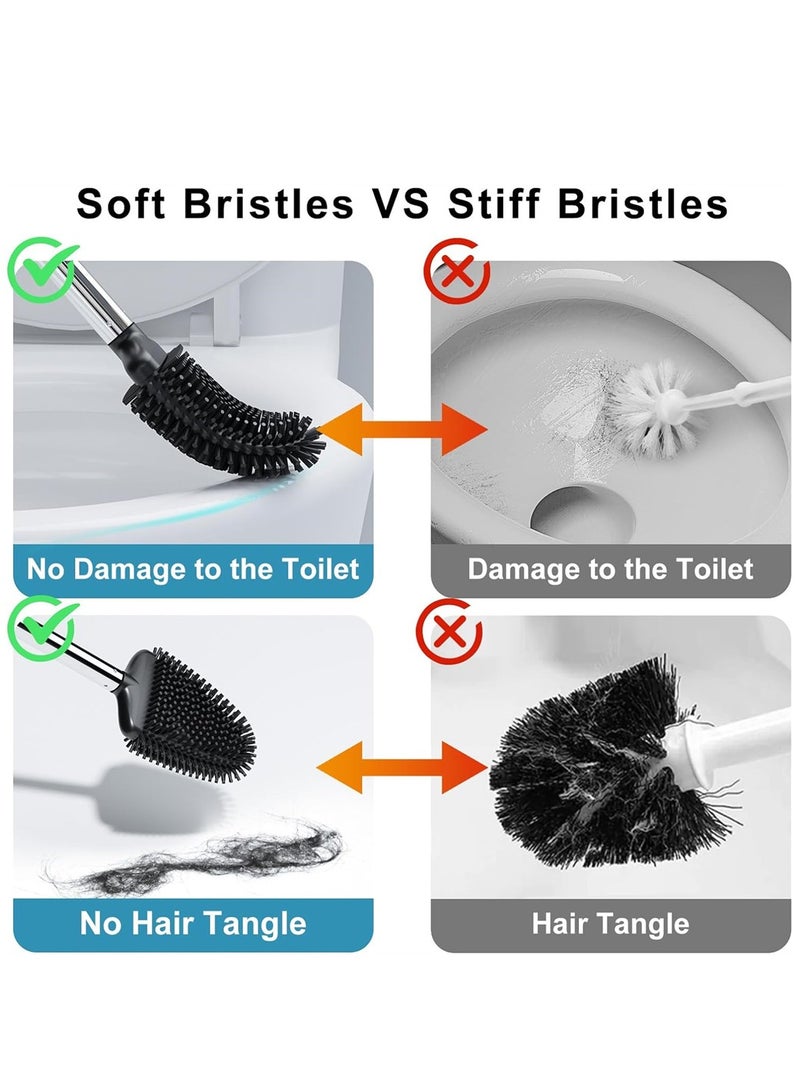KASTWAVE Silicone Toilet Brush and Holder Set Automatic Toilet Bowl Brushes with Ventilation Slots Base for Bathroom Storage and Organization Compact Size Cleaning Supplies Toilet Cleaner Brush  - Image 3