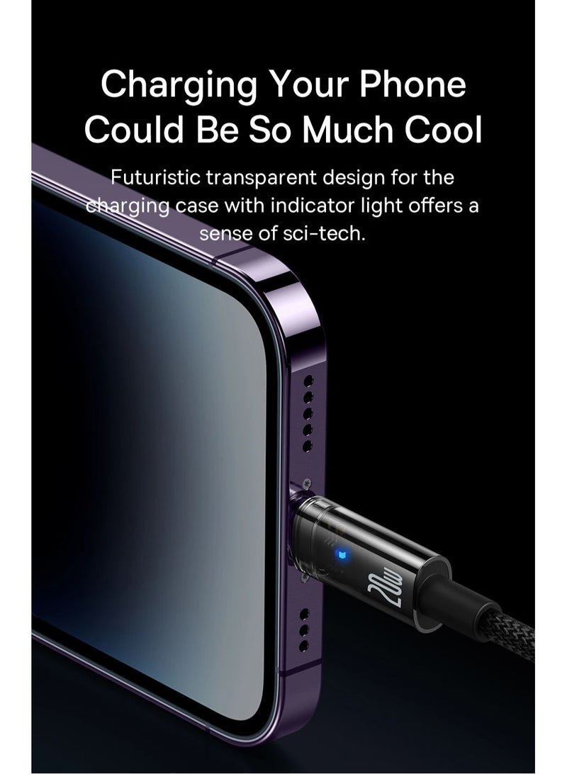 بيسوس كابل USB-C إلى Lightning (1 متر)، كابل بيانات شفاف بقوة 20 وات مع شاحن PD وإيقاف التشغيل التلقائي، كابل iPhone مضفر من النايلون مع نقل بيانات عالي السرعة لهاتف iPhone 14 13 12 11 Pro Max، XS X 8 7 6، iPad - Image 5