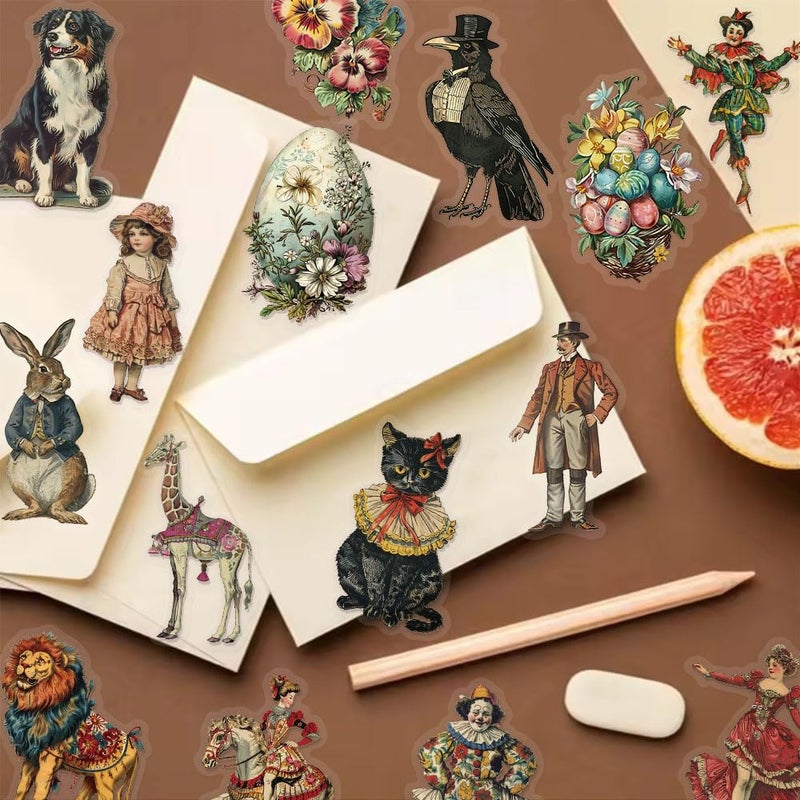 PIGBIT 100PCS Vintage Victorian Stickers Pack â€“ Aesthetic Retro Clear Ephemera Stickers for Journaling, Scrapbooking, Collage Art, Antique Fashion, Tea Party, Junk Journal Supplies - Image 4