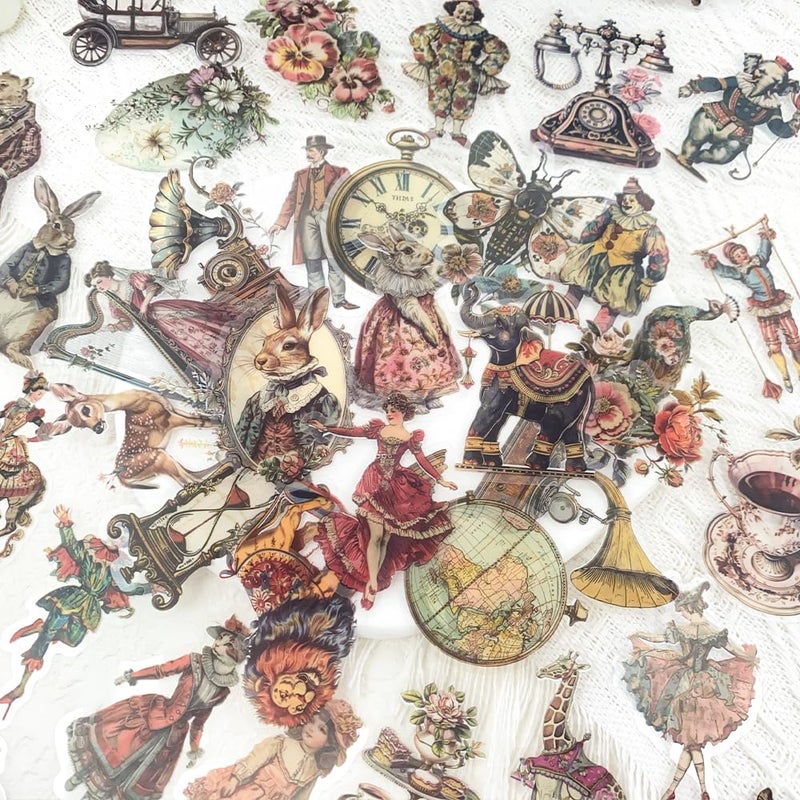 PIGBIT 100PCS Vintage Victorian Stickers Pack â€“ Aesthetic Retro Clear Ephemera Stickers for Journaling, Scrapbooking, Collage Art, Antique Fashion, Tea Party, Junk Journal Supplies - Image 2