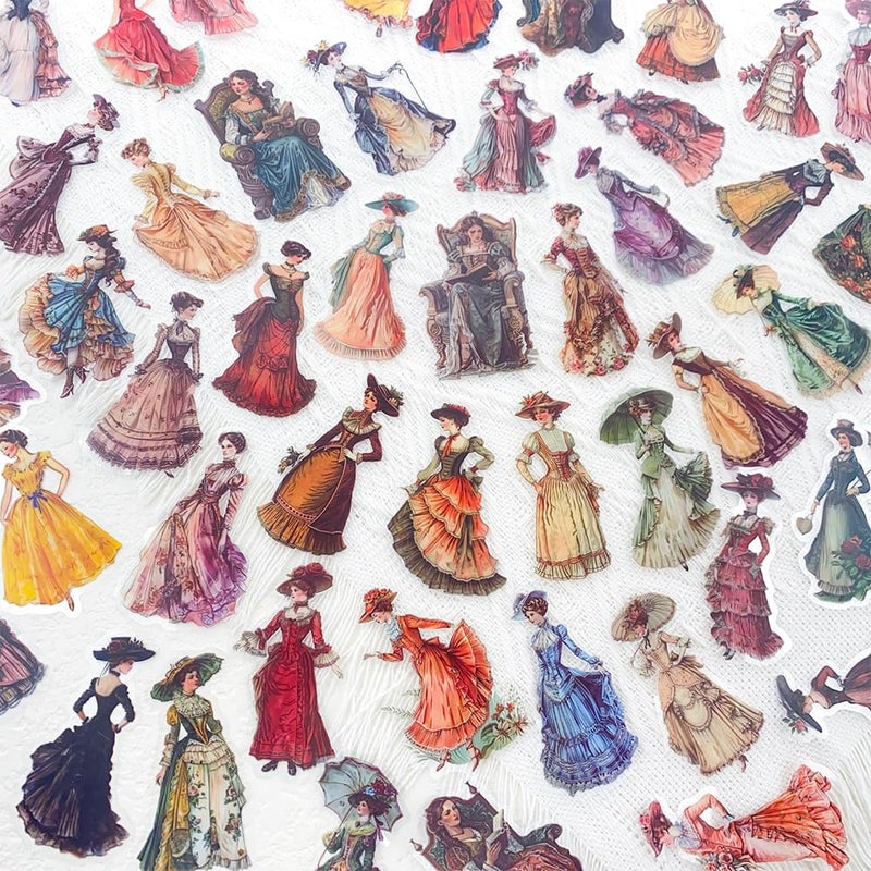 PIGBIT 100PCS Vintage Victorian Stickers Pack â€“ Aesthetic Retro Clear Ephemera Stickers for Journaling, Scrapbooking, Collage Art, Antique Fashion, Tea Party, Junk Journal Supplies - Image 3