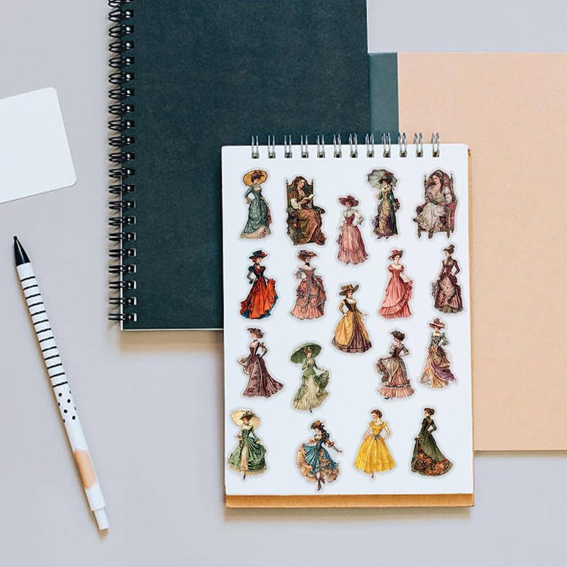 PIGBIT 100PCS Vintage Victorian Stickers Pack â€“ Aesthetic Retro Clear Ephemera Stickers for Journaling, Scrapbooking, Collage Art, Antique Fashion, Tea Party, Junk Journal Supplies - Image 5