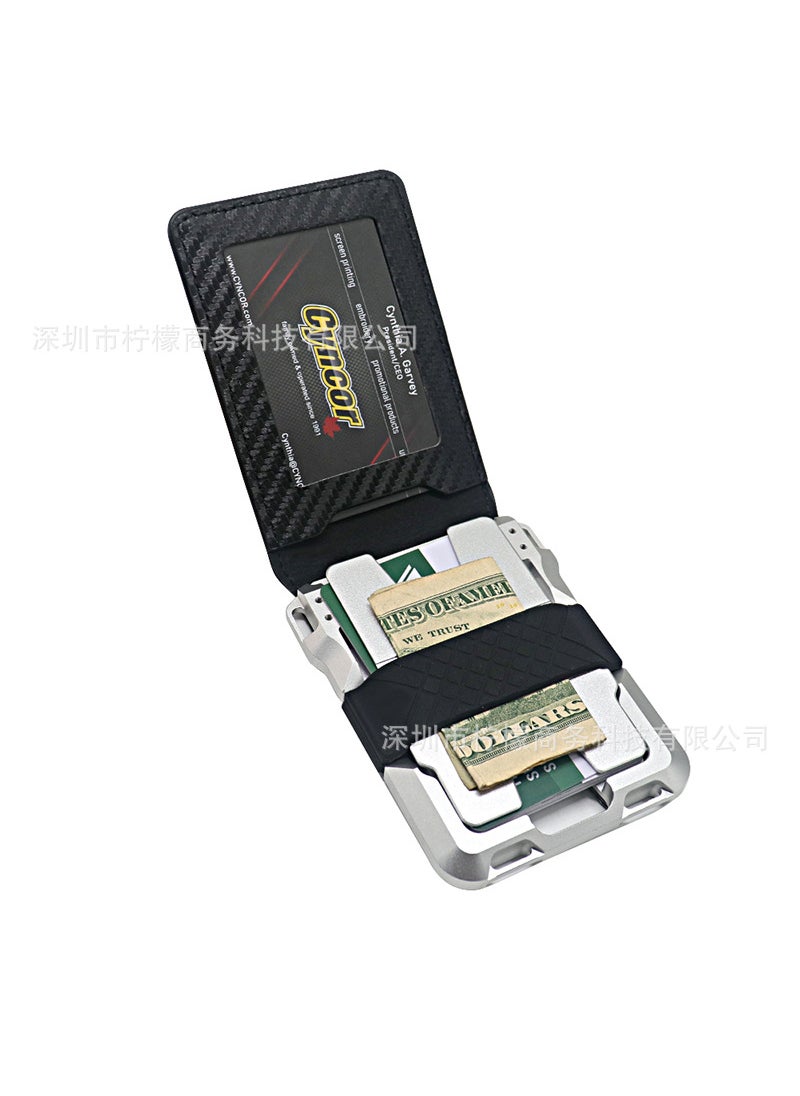 Factory Direct driving license wallet metal RFID card holder card holder anti-theft brush aluminum alloy credit card holder bank cardSilver Metallic Carbon Fiber Pattern Silver Metallic Carbon Fiber Pattern