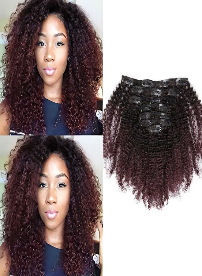 Caliee Virgin Hair Afro Kinky Curly Clip ins Human Hair Extension Brazilian 4A and 4B Curly for African American Black Women Red Brown Blonde 120 Gram,16 Inch - Image 1