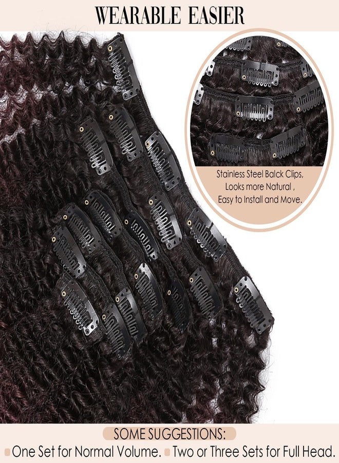 Caliee Virgin Hair Afro Kinky Curly Clip ins Human Hair Extension Brazilian 4A and 4B Curly for African American Black Women Red Brown Blonde 120 Gram,16 Inch - Image 3