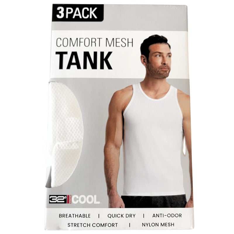 32 Degrees Comfort Mesh Tank Top, 3 Pack, Large White - Image 5