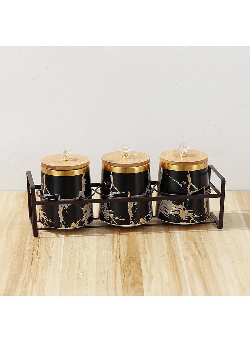 Y&D Nordic Household Kitchen Storage Bamboo Cover Ceramic Sealed Jar Suit  - Image 2