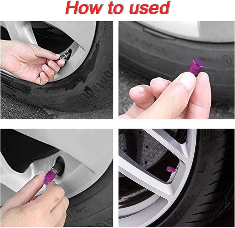 YALOK Purple Aluminum Alloy Tire Valve Stem Caps - 4 Pack - Image 5