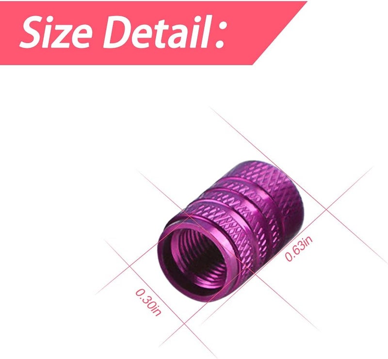YALOK Purple Aluminum Alloy Tire Valve Stem Caps - 4 Pack - Image 2