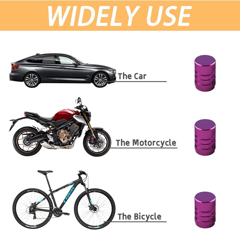 YALOK Purple Aluminum Alloy Tire Valve Stem Caps - 4 Pack - Image 4