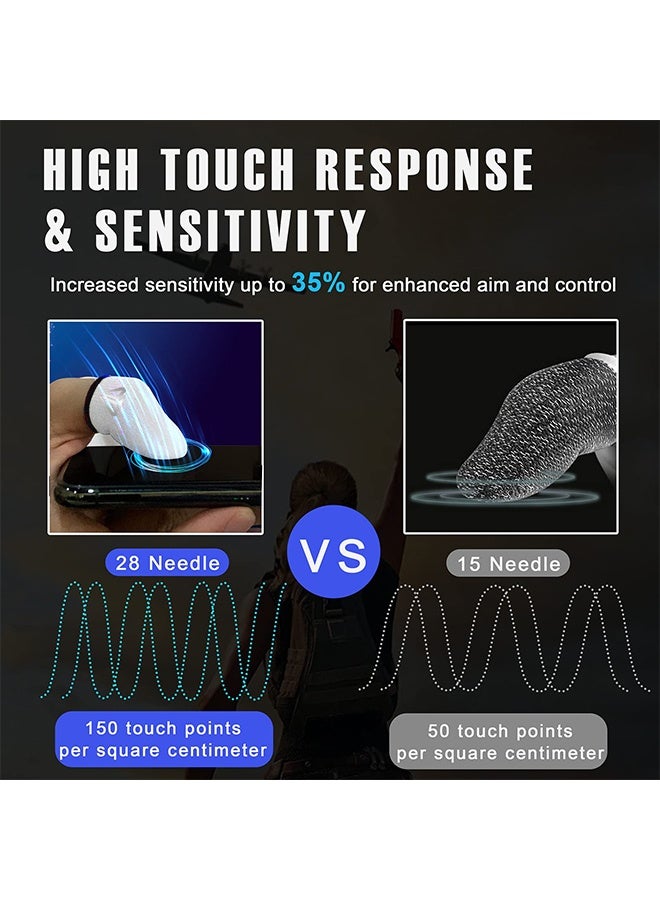4pcs Gaming Finger gloves,Paired With A Metal Storage Box,100% Visible Silver Fibers,Just Right Pressure/Breathable/Sweatproof（Black）  - Image 2