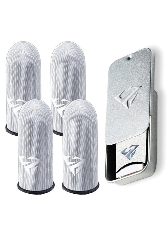 Generic 4pcs Gaming Finger gloves,Paired With A Metal Storage Box,100% Visible Silver Fibers,Just Right Pressure/Breathable/Sweatproof（Black）  - Image 1