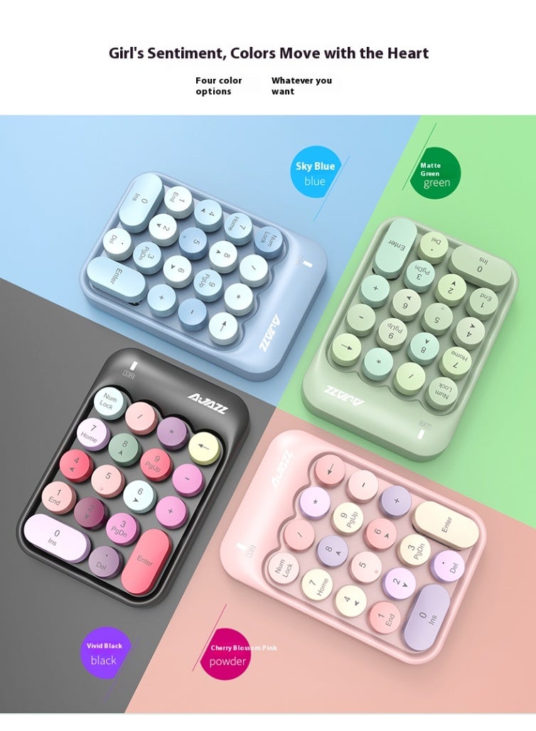 إيه جاز لوحة مفاتيح رقمية عالمية AK18 مع مستقبل USB، لوحة مفاتيح محمولة صغيرة ذات 18 مفتاحًا بتصميم رجعي باللون البني، متوافقة مع Windowa XP / 7/8/10 / - Image 3