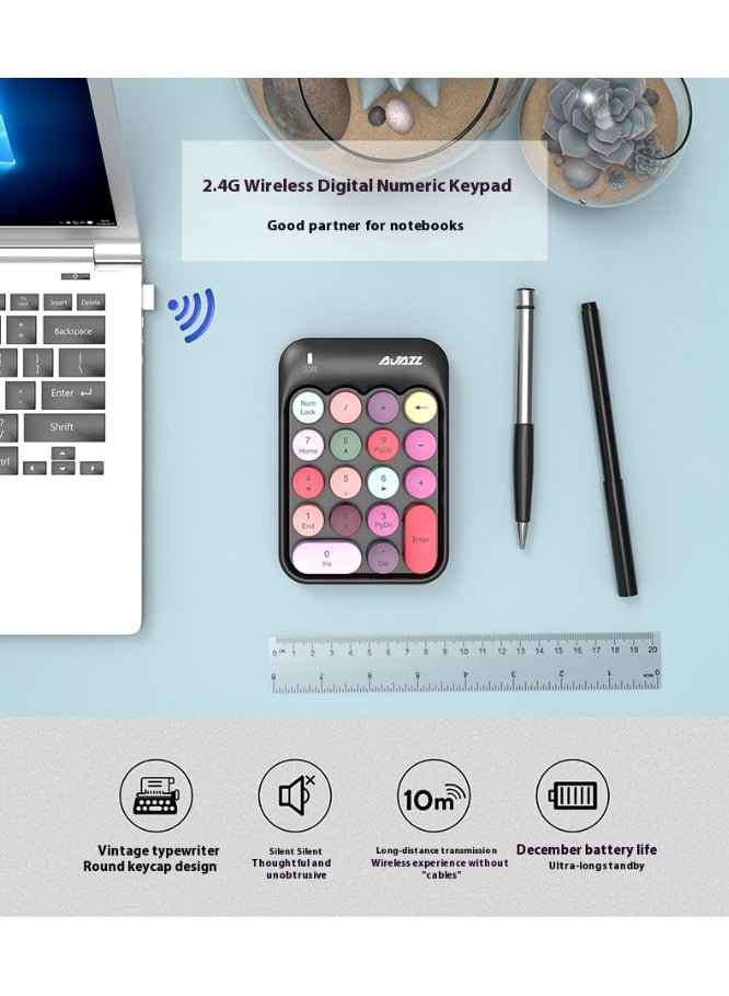 إيه جاز لوحة مفاتيح رقمية عالمية AK18 مع مستقبل USB، لوحة مفاتيح محمولة صغيرة ذات 18 مفتاحًا بتصميم رجعي باللون البني، متوافقة مع Windowa XP / 7/8/10 / - Image 2