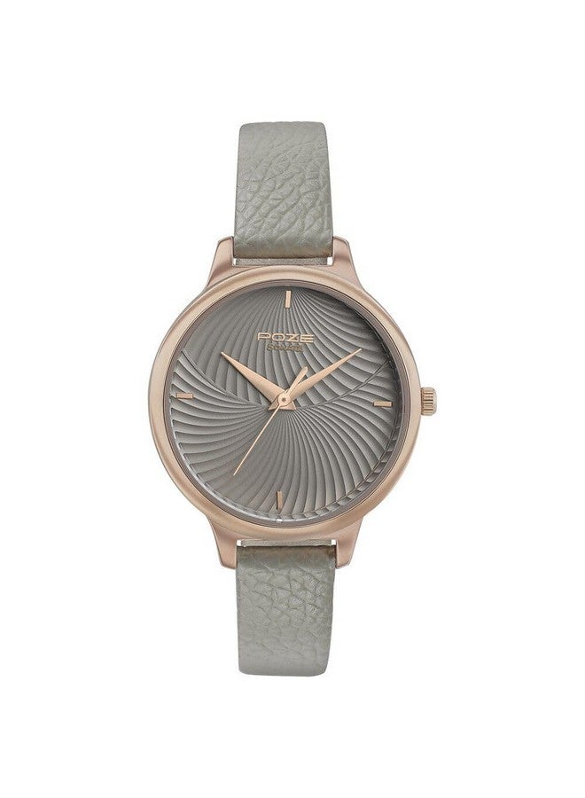 Sonata Poze Quartz Analog Grey Dial Leather Strap Watch for Women-SP80009WL01 - Image 1