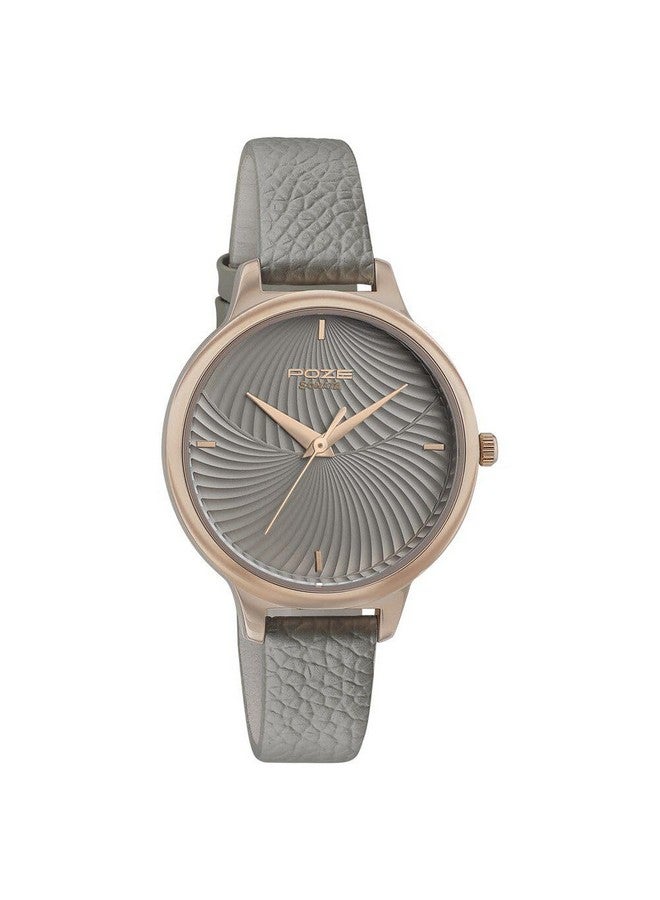 Sonata Poze Quartz Analog Grey Dial Leather Strap Watch for Women-SP80009WL01 - Image 2