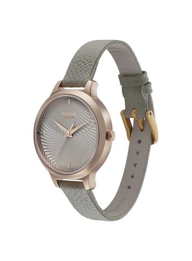 Sonata Poze Quartz Analog Grey Dial Leather Strap Watch for Women-SP80009WL01 - Image 3