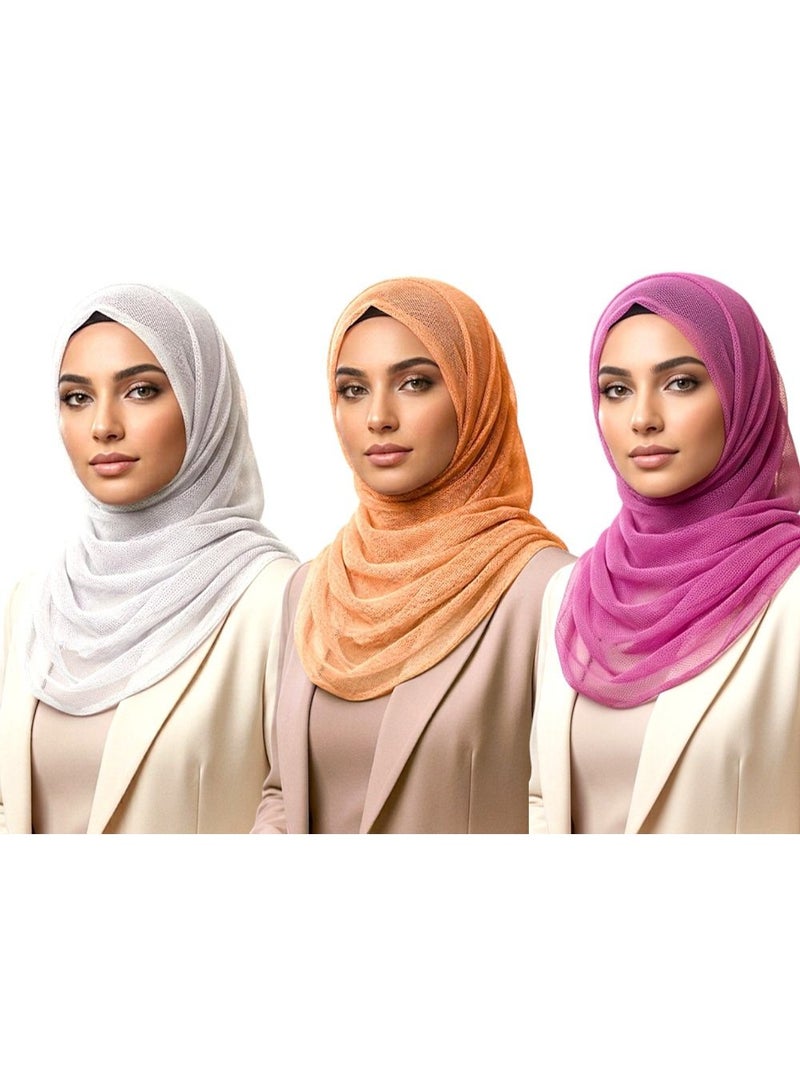 3-Piece Lace Hijab Set, 190 x 54 cm - Image 1