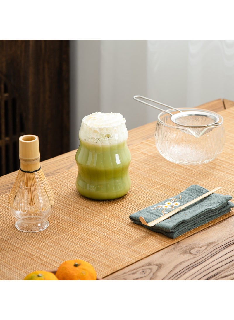 7 Pieces Japanese Matcha Tea Set Matcha Blender Set  Glass Bowl Safe Bamboo Whisk Teaspoon Tea Set Handmade Indoor Beverage Shop DIY Tea-making Tools The Perfect Ceremony Start Up Set Accessories  f - Image 4