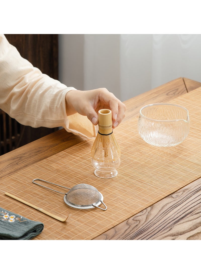 7 Pieces Japanese Matcha Tea Set Matcha Blender Set  Glass Bowl Safe Bamboo Whisk Teaspoon Tea Set Handmade Indoor Beverage Shop DIY Tea-making Tools The Perfect Ceremony Start Up Set Accessories  f - Image 3