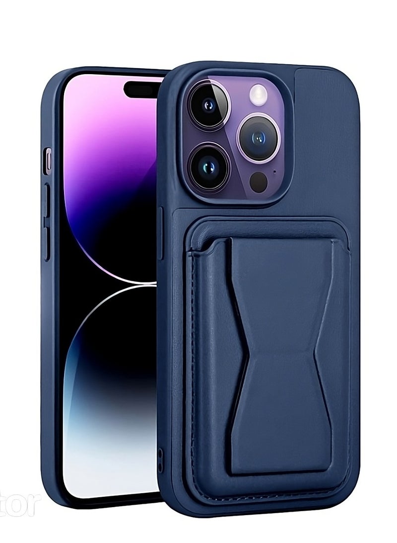 Houmt iPhone 12 Pro Max Finger Case Cover Finger Grip Card Holder PU Leather Case Shockproof Back Card Storage & built-in Kickstand Cover for iPhone 12 Pro Max 6.7-inch - Image 1