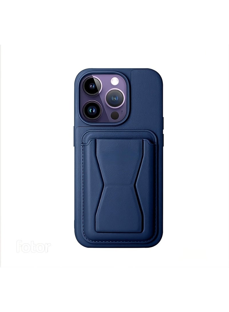 Houmt iPhone 12 Pro Max Finger Case Cover Finger Grip Card Holder PU Leather Case Shockproof Back Card Storage & built-in Kickstand Cover for iPhone 12 Pro Max 6.7-inch - Image 4