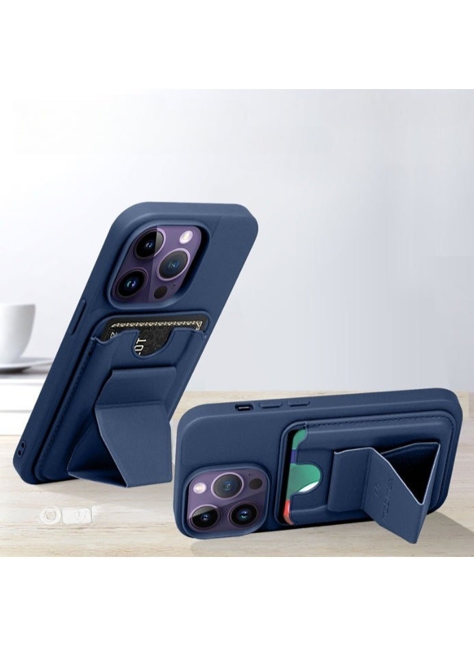 Houmt iPhone 12 Pro Max Finger Case Cover Finger Grip Card Holder PU Leather Case Shockproof Back Card Storage & built-in Kickstand Cover for iPhone 12 Pro Max 6.7-inch - Image 3