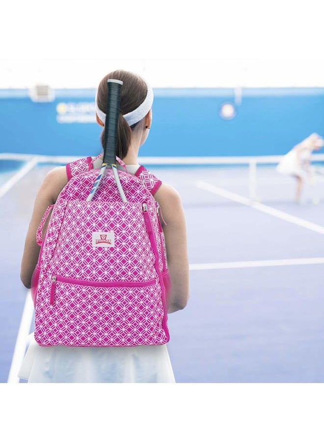 Thorza Tennis Racket Backpack for Women – Lightweight Tennis Bag Stores 2 Rackets, Balls, and Sports Gear – Backpack Only Pink - Image 5