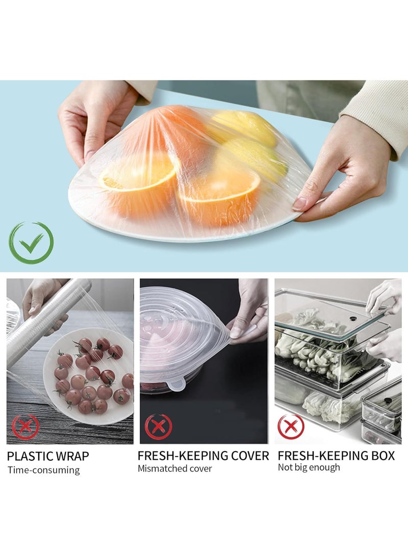 Sakina Fresh Keeping Bags Food Cover 300PCS, Reusable Bowl COVERS Stretch Lids for Food Containers, Elastic Food Storage for Meal Prep Dish Plate Plastic CoverS Family Outdoor Picnic Transparent - Image 2