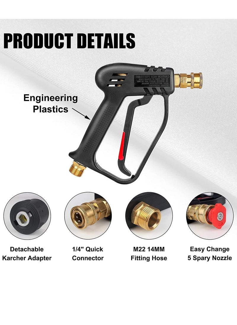 DMG TECH High Pressure Washer Gun 4000 PSI,M22 14mm and Karcher High-Pressure Hose Quick Connect Connector,5 1/4 inch Quick-Connect Nozzles for Car Washer Cleaning Tool  - Image 3