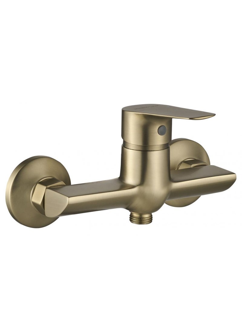 DANUBE HOME Milano Plus Bayz Plus Wall Shower Mixer –  Durable Brass Body & Sleek Matte Finish for Contemporary Style Matt Gold - Image 1